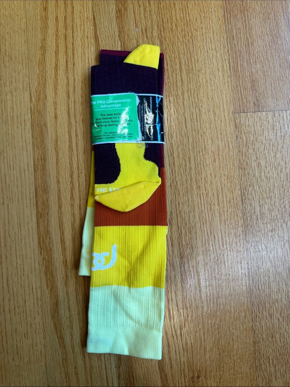 Pro Compression Men’s Yellow & Maroon Athletic Socks